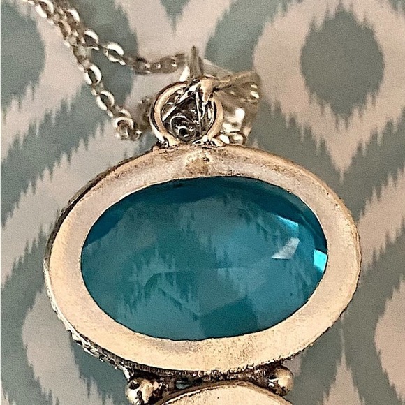 Sterling Silver Blue Topaz Pendant Gemstone Charm Necklace, Handmade - Picture 10 of 12